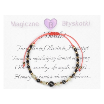 Bransoletka czarny TURMALIN CHRYZOLIT OLIWIN PERIDOT PERYDOT HEMATYT